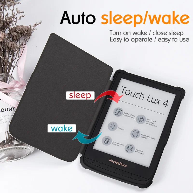 Умный чехол AROITA для Pocketbook 616 627 632-Touch Lux 4/Basic Lux 2/Touch HD 3-Ударопрочный Мягкий защитный чехол из ТПУ