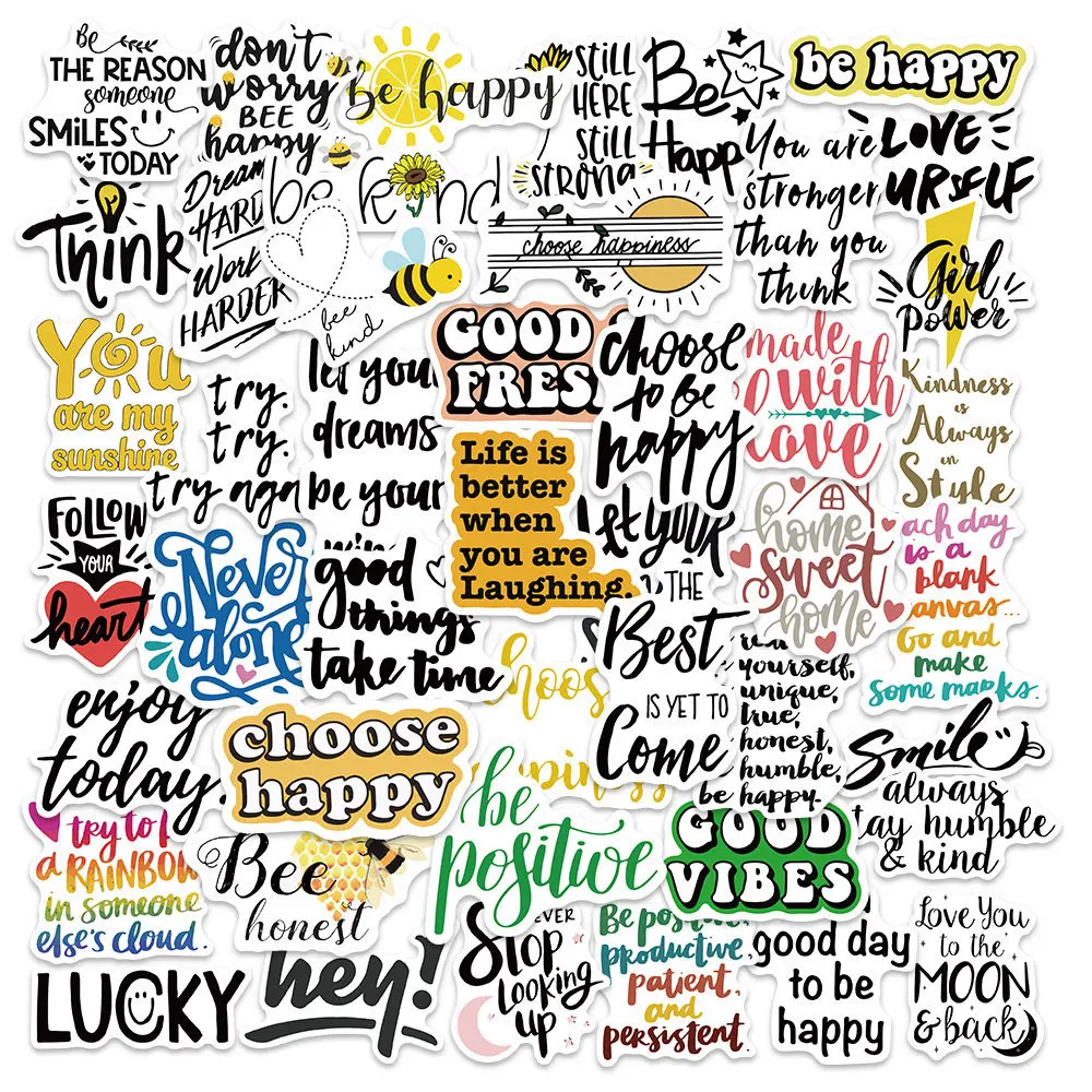 

10/30/50PCS Inspirational English Letter Graffiti Stickers Car Guitar Motorcycle Luggage Suitcase DIY Classic Toy For Kids 01173