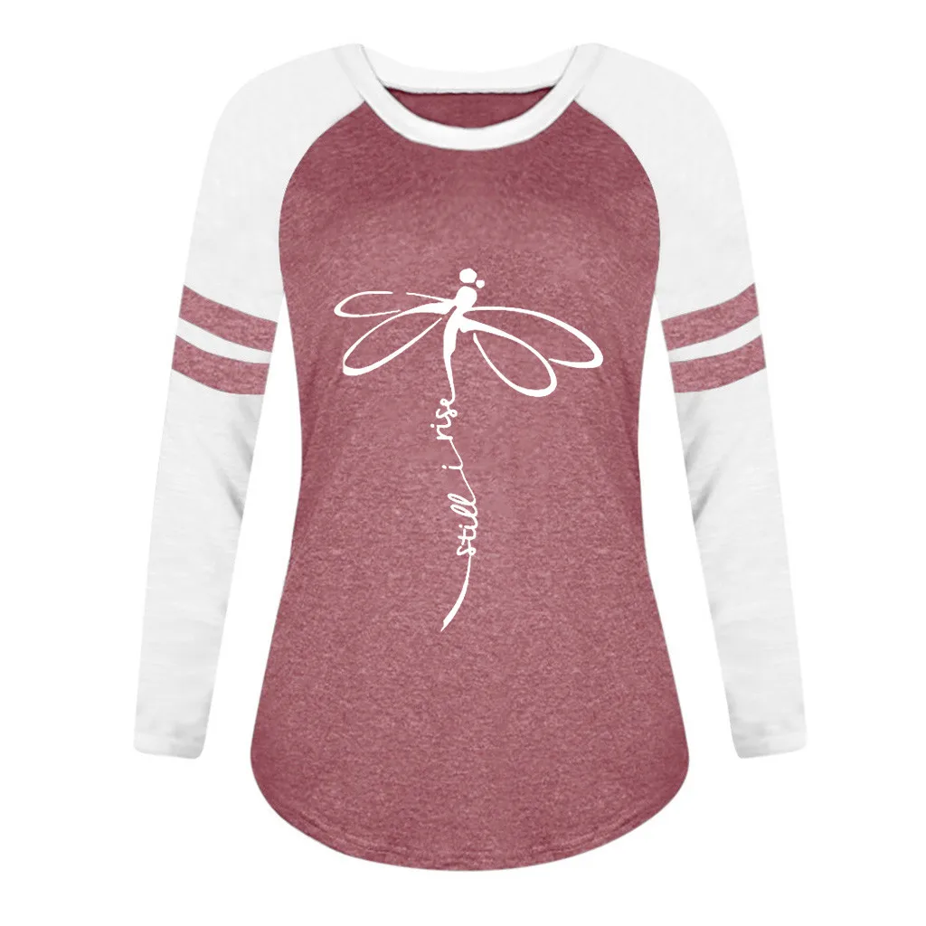 20 # женская блузка в полоску стиле пэчворк с круглым вырезом и принтом длинным