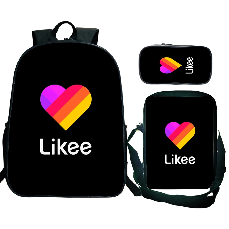 

Likee App Backpack Hip Hop Mochila Heart Cat Fox Causal Bag 3 PCS/set Russia Style Live Video School Bags for Teens Girls Boys