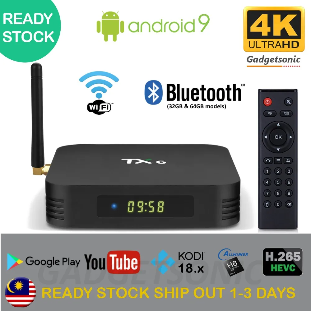 

[LOWE STPRICE] New TX6 TvBox 4GB 64GB (H6 2.4G 5G Dual WiFi Bluetooth 4K Smart Android Box Malaysia IPTV Player