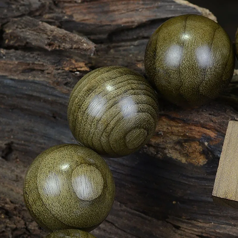 

AURAREIKI Natural Ebony Buddha Beads Hand String Green Natural Wooden Beaded Root Amulet Bracelets For Men Women Jewelry Gift