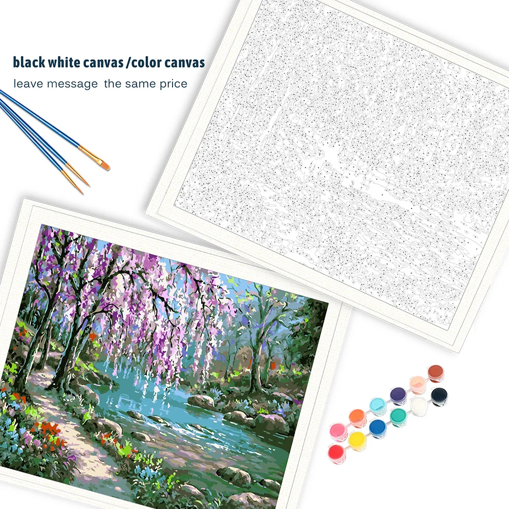 diy painting by numbers landscape house oil picture paint for adults on canvas frame drawing coloring by number home decor gift free global shipping