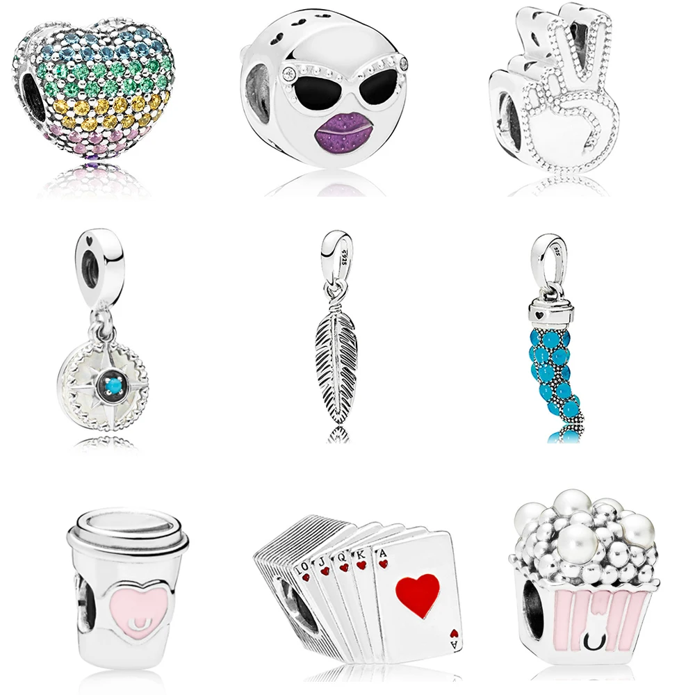 Fit Pandora Bracelets 100% 925 Sterling Silver Pink Popcorn Poker Multi-Color CZ DIY Factory Wholesale | Украшения и аксессуары