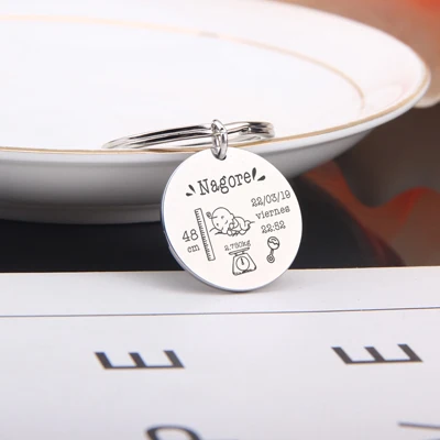 style 3 silver FLYANGEL персонализированные детские зеркальные стильные брелки, подарки на день отца, новые детские подарки на день рождения, весовое время, брелок - Цвет: style 3 silver