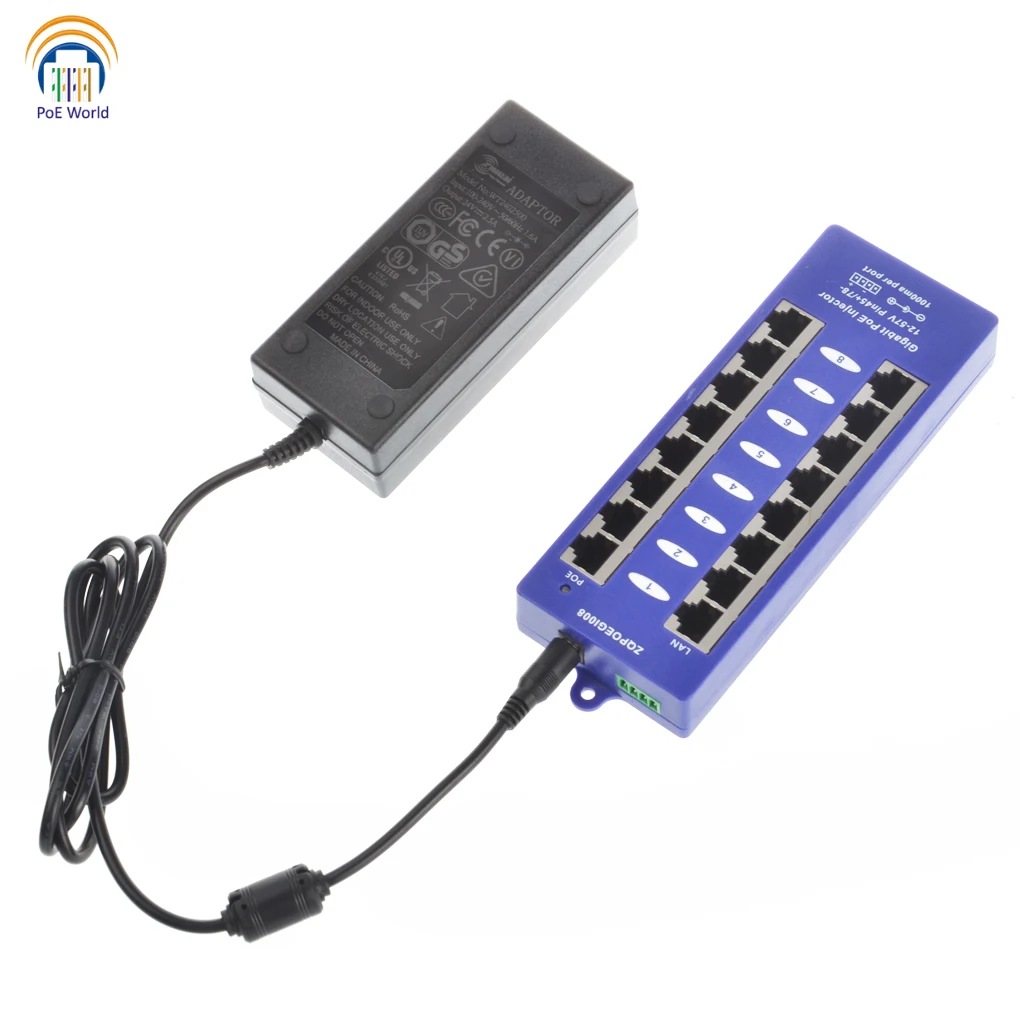 GPOE 8 24V60W гигабитный портовый Пассивный PoE Power over Ethernet Инжектор для Ubiquiti Mikrotik