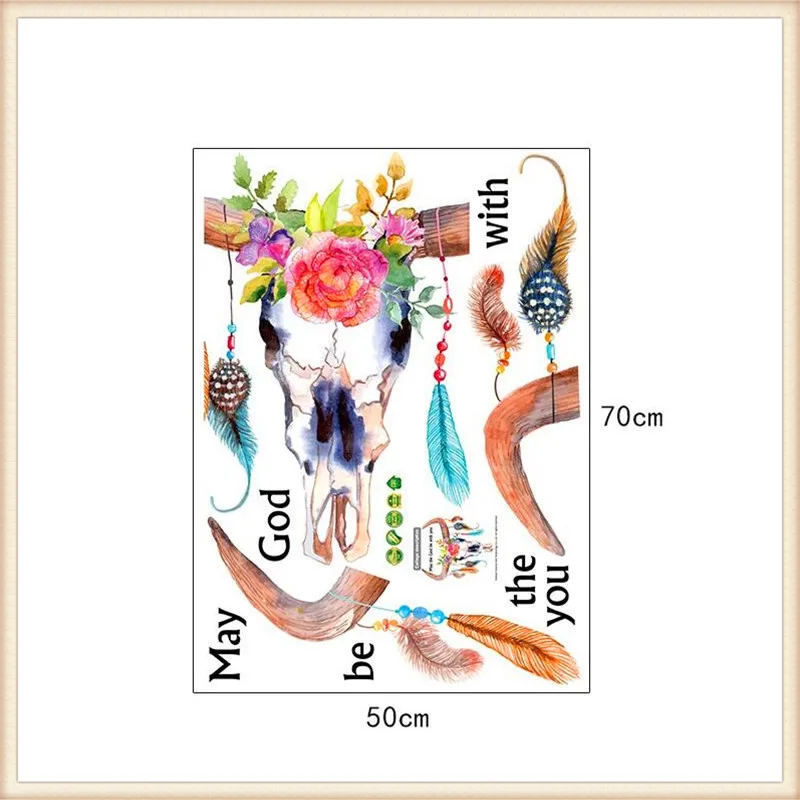 Абстрактная роспись красочная голова быка 3D Наклейка на стену Гостиная Спальня