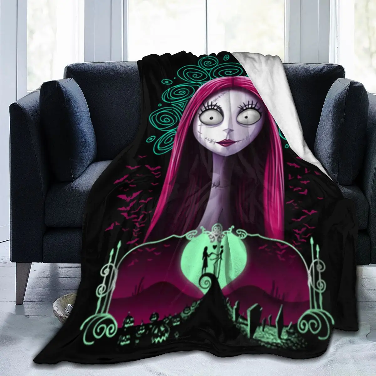

Ultra Soft Sofa Blanket Cover Blanket Cartoon Cartoon Bedding Flannel plied Sofa Bedroom Decor for Children and Adults Black