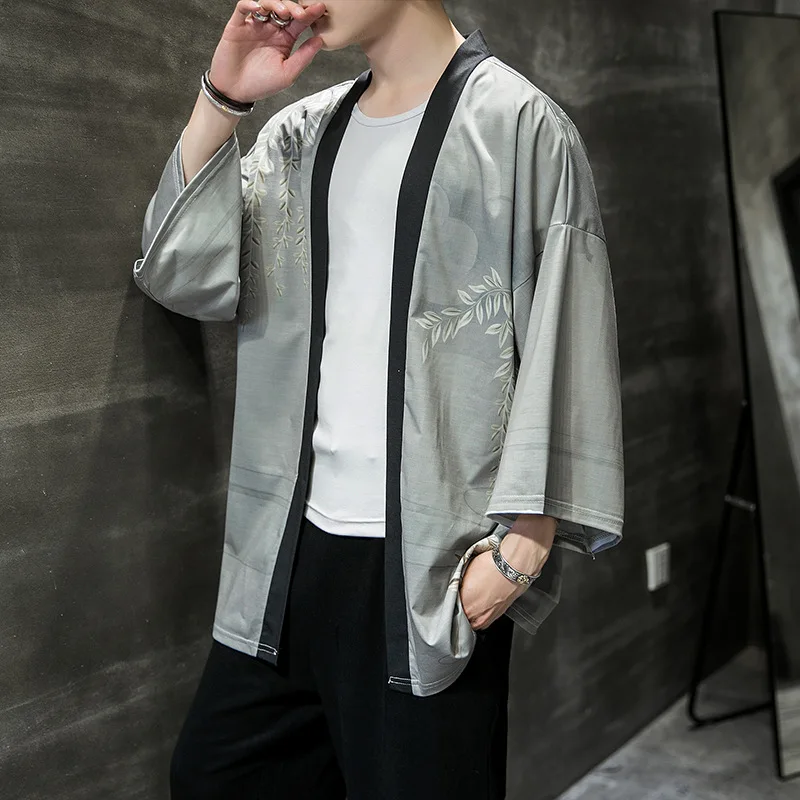 as picture Yukata Кимоно Кардиган для мужчин японское кимоно для мужчин принт Азия кимоно костюм для косплея Топ пляжное тонкое повседневное пальто Солнцезащитная рубашка - Цвет: as picture
