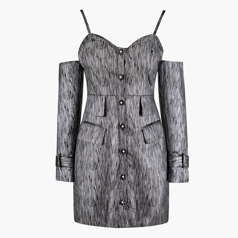 HIGH STREET 2019 стильное дизайнерское женское платье на тонких бретельках мерцающее