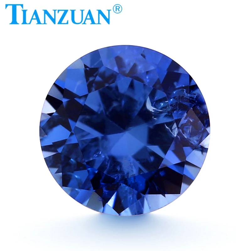 

33# light blue round shape diamond cut blue sapphire stone with inculsions vs si clarity loose stone for jewelry making