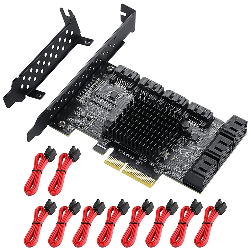 PCIE 4X SATA Card 10 Ports, 6 Gbps SATA 3.0 Controller PCIe Expansion Card, Non-Raid, Support 10 SATA 3.0 Devices