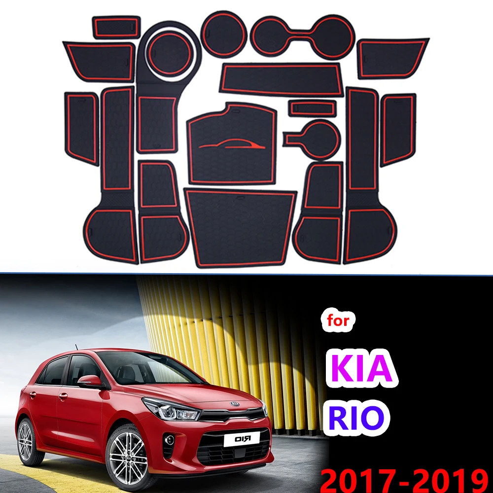 

Anti-Slip Rubber Gate Slot Cup Mat for KIA Rio 4 X-Line 2017 2018 2019 Car Door Groove Mat Cup Cushion Accessories RIO4 Mats
