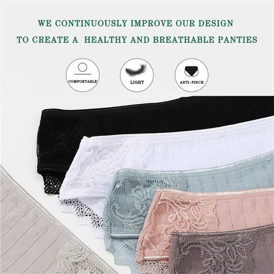 

Cotton Hot Sale Panty For Women Lace Underwear Sexy Briefs Comfortable Cotton Panty Breathable Girls Soild Color Lingerie M-XL