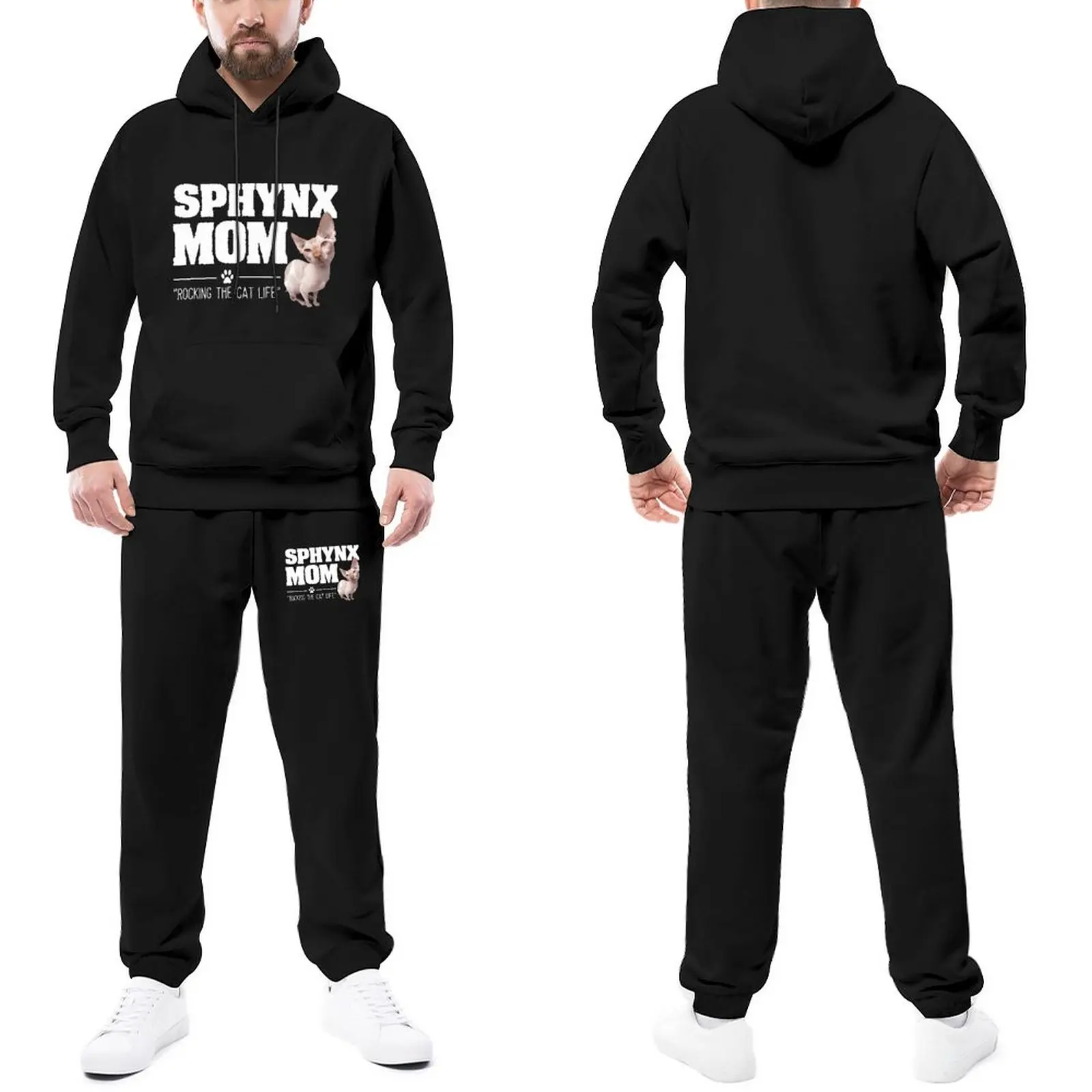 

Женский спортивный костюм Sphynx, повседневные спортивные костюмы с забавным дизайном кошки и мамы, спортивные штаны и Толстовка для мужчин