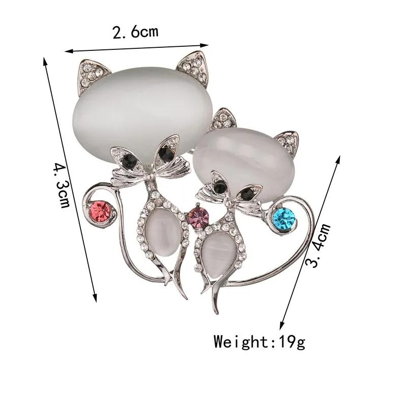 Новый милый опал Кот Броши для женщин корейская мода Свадебные Заколки горный