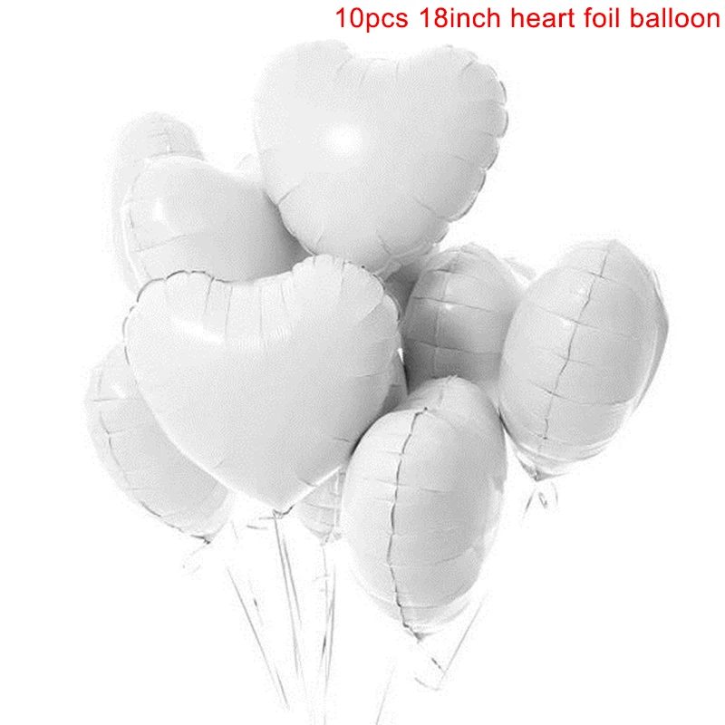 10pcs white 10 шт мульти розовое золото сердце фольгированные шары конфетти латексные воздушные шары для дня рождения вечерние украшения дети взрослые шарики для свадьбы - Цвет: 10pcs white