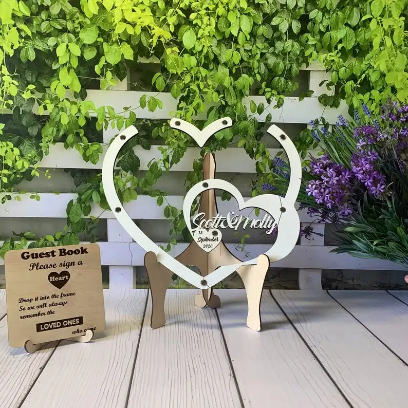 Акриловые сердца Свадьба Гостевая книга Альтернатива уникальная чистая сердце