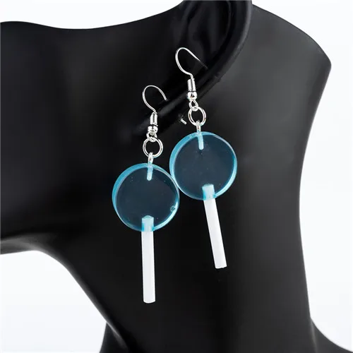 Transparent blue 1 пара, женские серьги, полимерные, ремесло, конфеты, леденец, bff, дружба, Висячие серьги для женщин, детей, ювелирные изделия - Окраска металла: Transparent blue