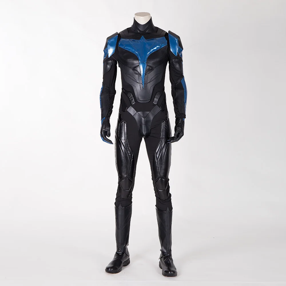 

Superhero Dick Grayson Cosplay Costume Men Armor Suit Jumpsuit with Boots Halloween Outfit for Adult Men Any Size