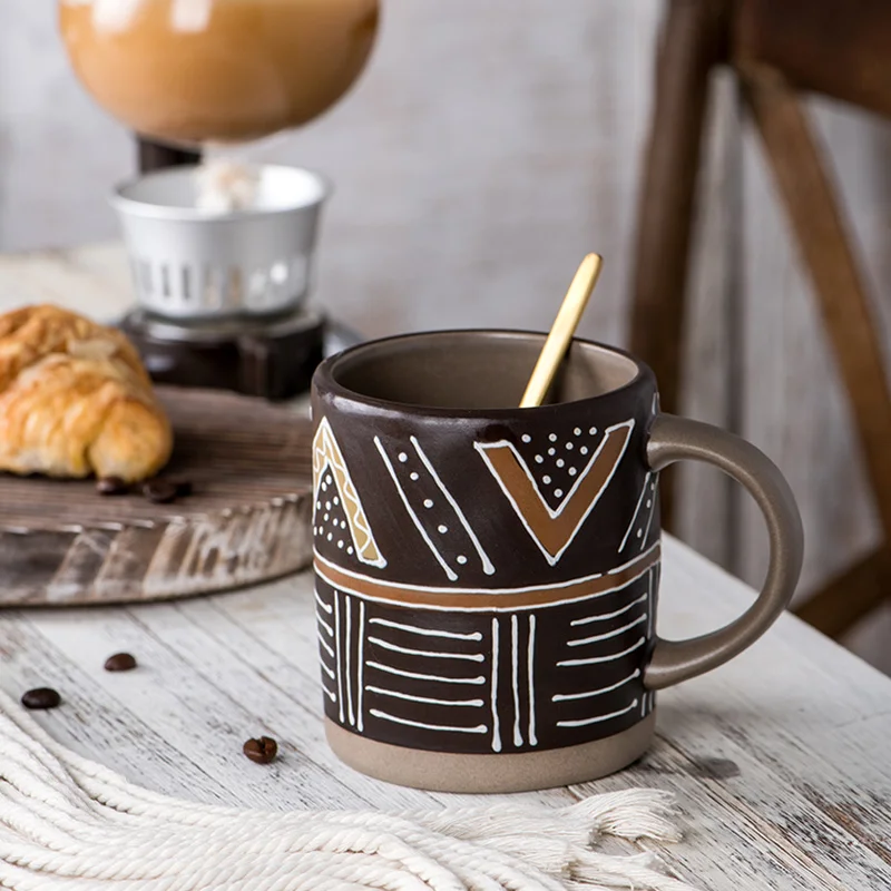 Чашка для кофе чашка завтрака керамическая в экзотическом стиле 400 мл H613 | Дом и