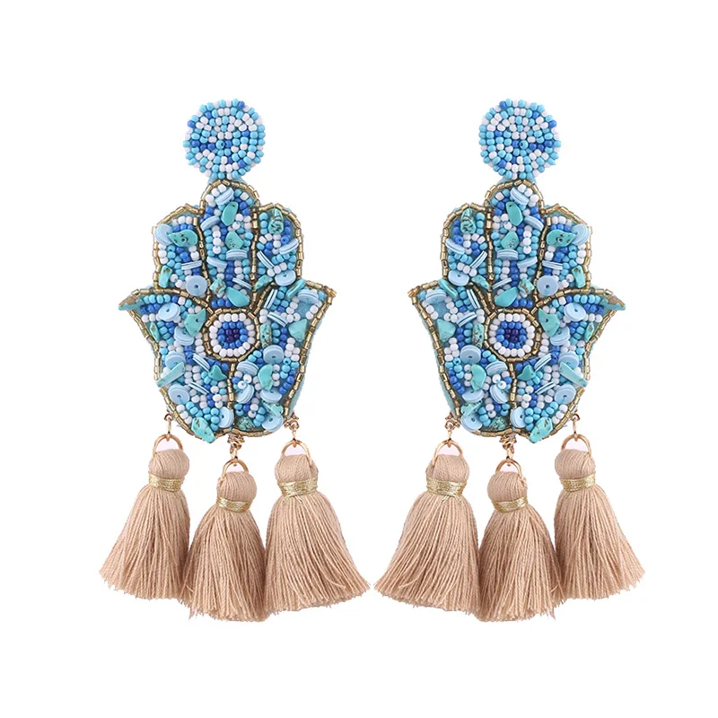 E1265 Champagne Sehuoran богемная Кисточка Серьги палец Pendientes Oorbellen Кристалл Длинные висячие Висячие серьги для женщин эффектные ювелирные изделия - Окраска металла: E1265 Champagne
