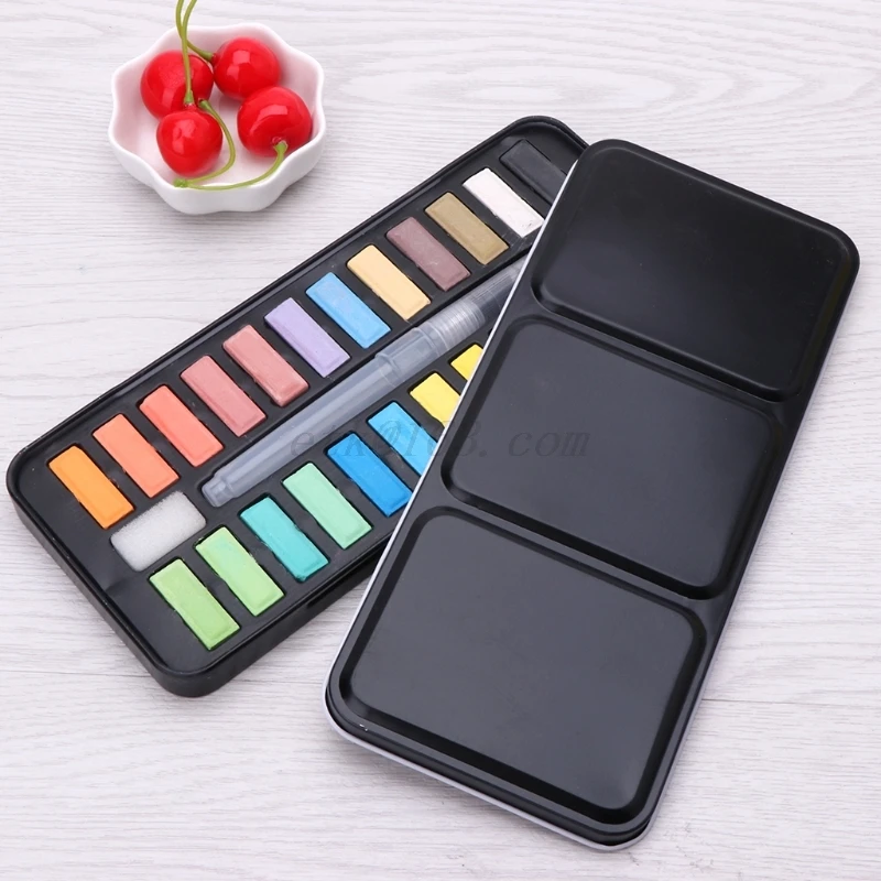 

12/18/24 colors Solid Watercolor Paint Set Portable Drawing Brush acrylic Art Painting Supplies