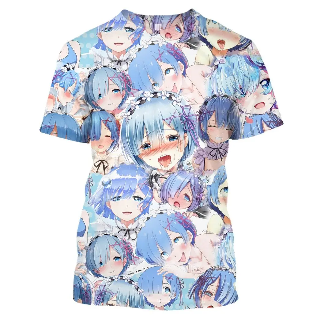Футболка для косплея по мотивам аниме Re:zero Twin Ram Rem модная рубашка с коротким