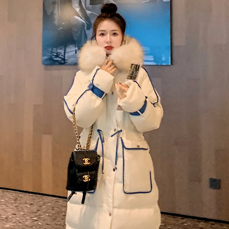 

Winter New Warm Long Down Jacket Fashion Straight Loose Coats Women Cotton Jacket Ladies Outwear