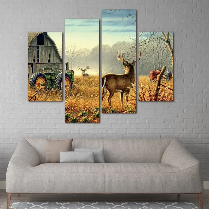 4 панели Картина на холсте настенные картины замечательные природные деревья