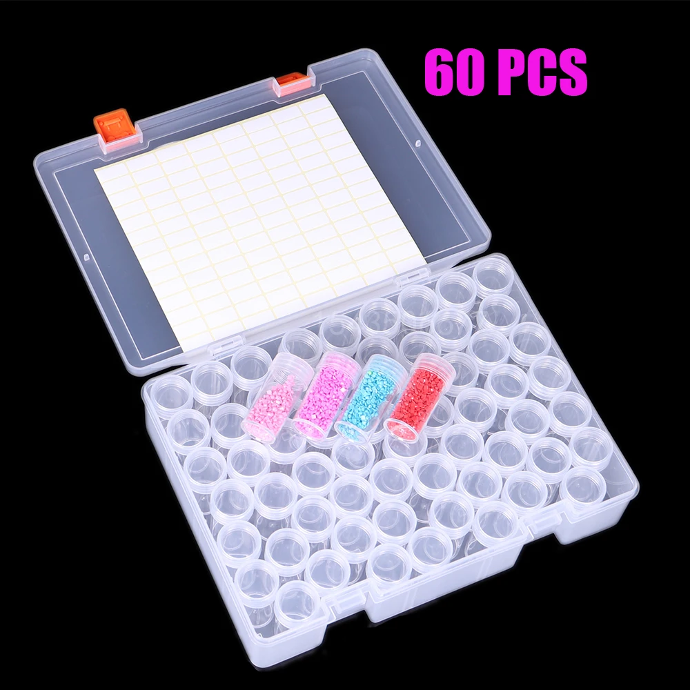 

Новый пластиковый аксессуар для алмазной живописи, 60 штук, искусственная коробка для хранения, бриллиантовый мольберт