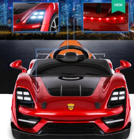 Детская электрическая машинка с двойным приводом четырехколесный пульт