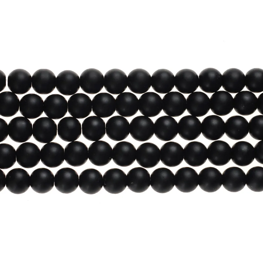 Натуральный Матовый Черный оникс Бусы из камня Агата Свободные Strand Spacer 4 6 8 10 12 мм