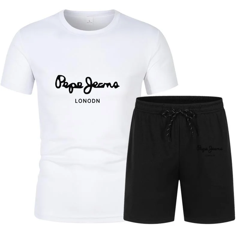 

2021 Summer New Men's Brand Pepe Sports T-Shirt Shorts Suit O-Neck T-Shirt Shorts Casual Wear Men's Track Suit