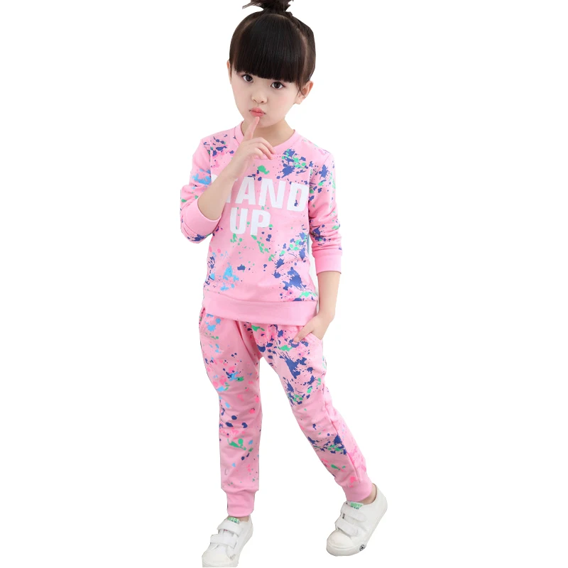 Спортивные костюмы для девочек 100% хлопок Весенняя спортивная одежда спортивные