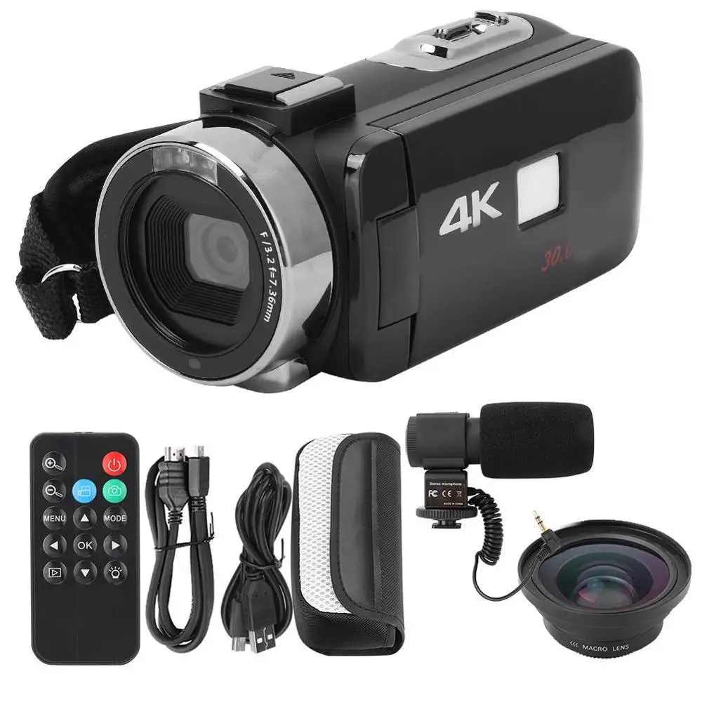 Bundle 2 3 дюйма 4K HD видео Камера Wi-Fi Ночное видение 16x Zoom ультра-hd Сенсорный экран Цифровая видеокамера Камера комплект с пультом дистанционного управления Управление - Цвет: Bundle 2