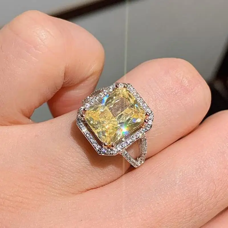 

Luxury 100% Solid 925 Sterling Silver Simulation Citrine Gemstone Pendant/necklace/earrings/ring Fine Jewelry Set For Women
