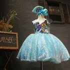 Новое поступление, вечерние платья для маленьких девочек, Украшенные бусинами и кристаллами, с v-образным вырезом, одежда для маленьких принцесс