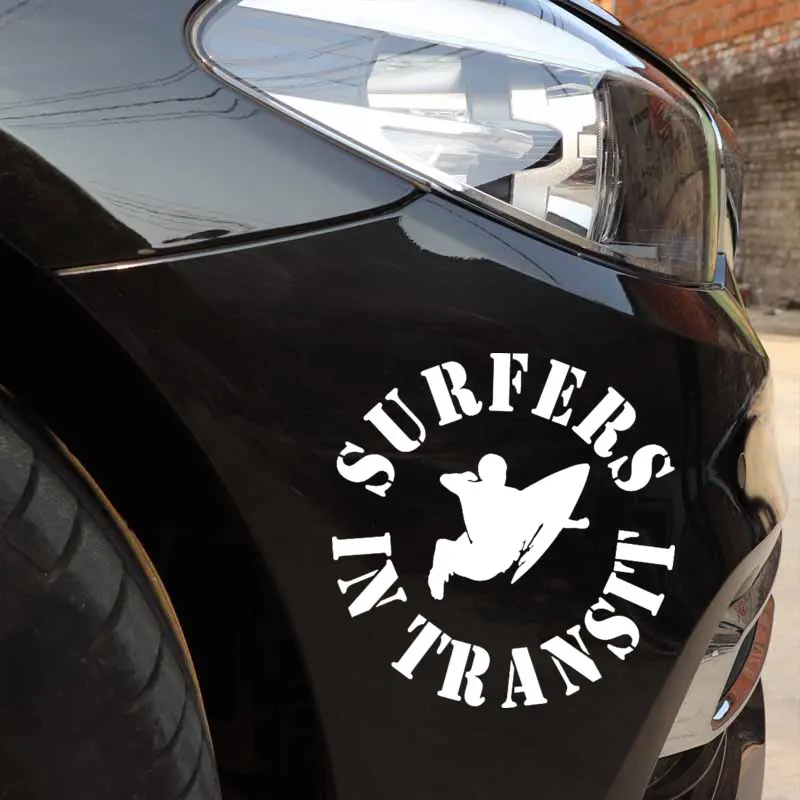 

YJZT 16.1M*16.6CM Surfing Sticker For Decals Car-Styling Vinyl Black/Silver C31-0236