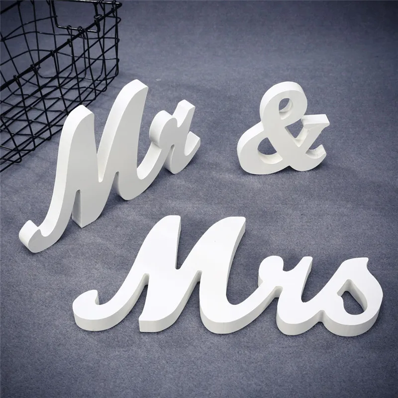 Деревянные Свадебные декоративные буквы алфавит слово Mr& Mrs отдельно стоящая Свадебная вечеринка украшение винтажный стол Декор