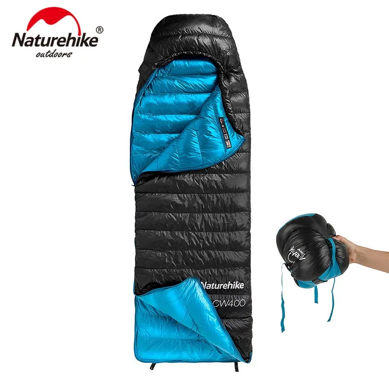 Спальный мешок Naturehike CW400 белый гусиный пух Сверхлегкий зимний теплый для
