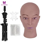 Голова африканского манекена для изготовления париков, головной убор для косметологии, головной убор для практики макияжа с подставкой для парика