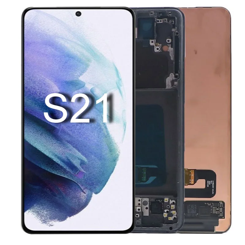 Pantalla LCD Original s21 de 6,2 pulgadas para Samsung Galaxy S21, G991, G990F con Marco, montaje de digitalizador con pantalla t&aacute;ctil, reemplazo con manchas-4