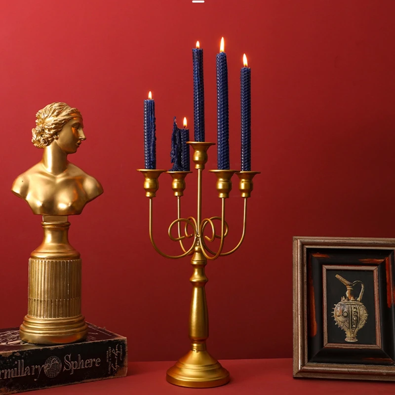 

Retro Metal Gold Plated Long Stem Candle Holders Party Europe Design Candlestick Tabl Decor Weddings Bougeoir Home Decoration
