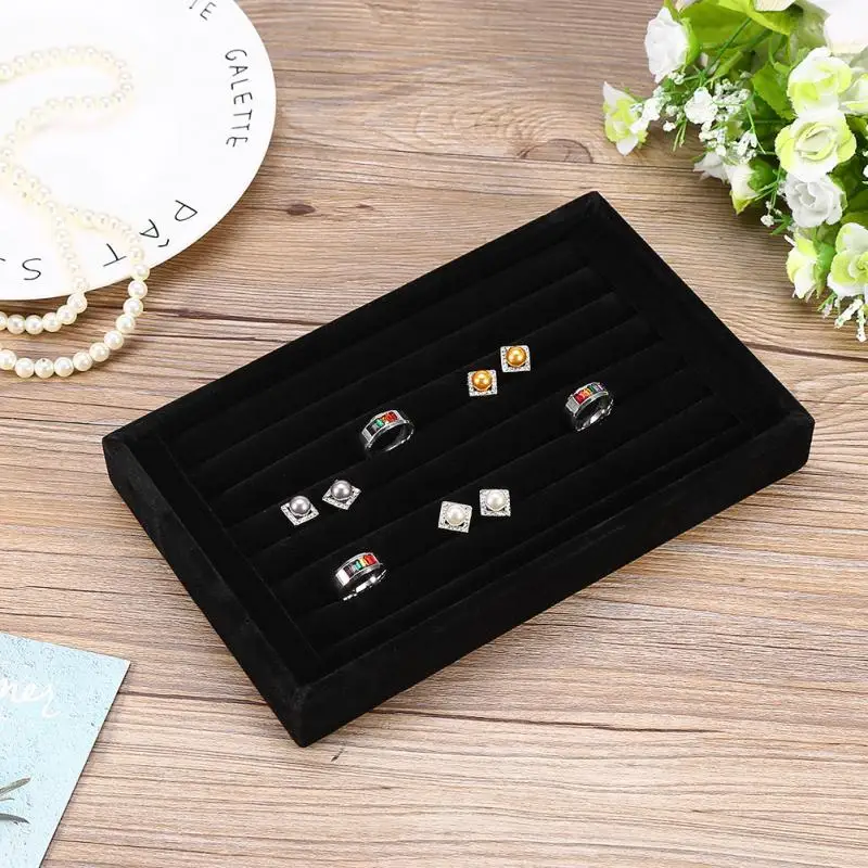 7 слотов бархатное Ювелирное кольцо серьги Вставка дисплей запонки Органайзер