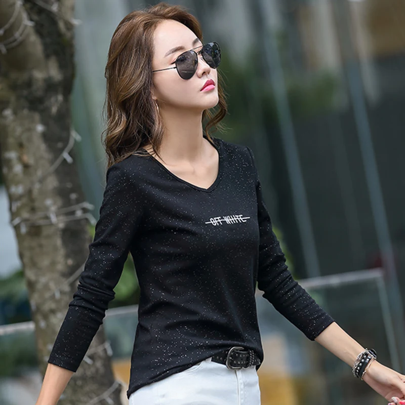 Хлопковая модная Осенняя женская футболка Topr 2020 новинка Camiseta одноцветные