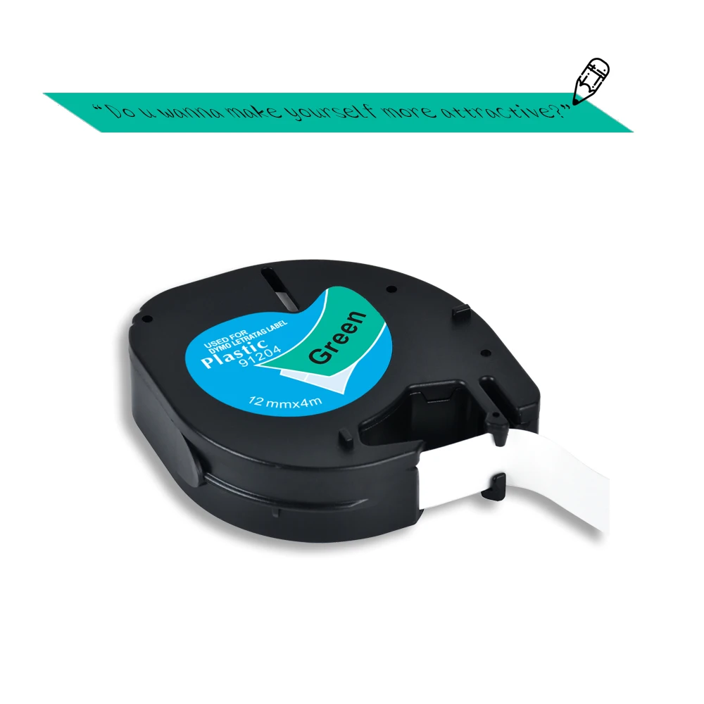 5 PACK Label World LT91204 ribbon Compatible for Dymo LT 12mm*4m Black on green Plastic Tapes LT-100H | Компьютеры и офис