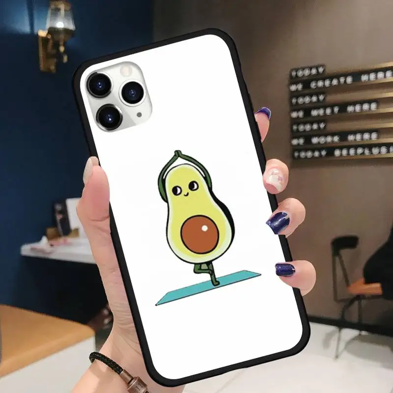 

Green Avocado funny cartoon fruit Phone Case for iPhone 11 12 pro XS MAX 8 7 6 6S Plus X 5S SE 2020 XR Soft silicone