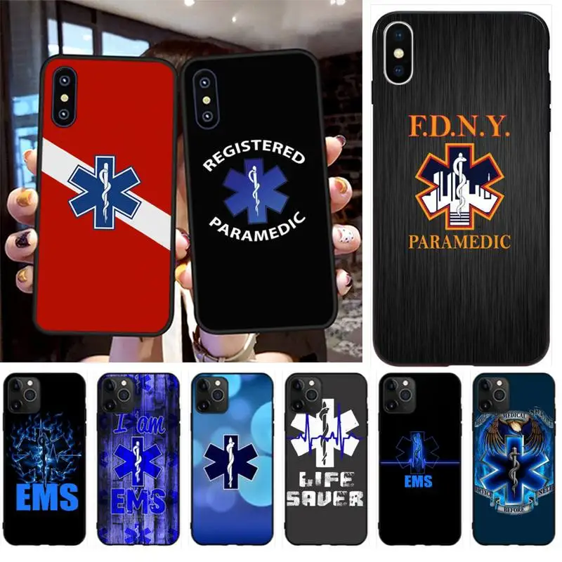 

PENGHUWAN EMS Medical Rescue Soft black Phone Case for iPhone 11 pro XS MAX 8 7 6 6S Plus X 5S SE XR case