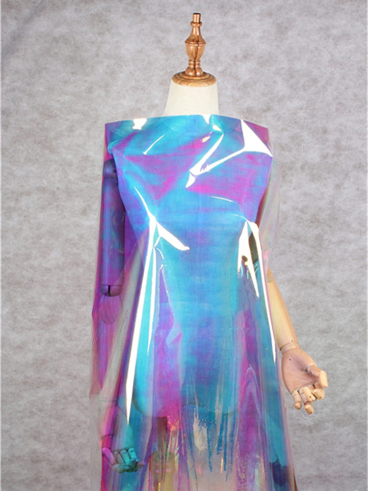 0 2 мм ТПУ ткань прозрачный радужный лазер ПВХ водонепроницаемый DIY дождевик мешки